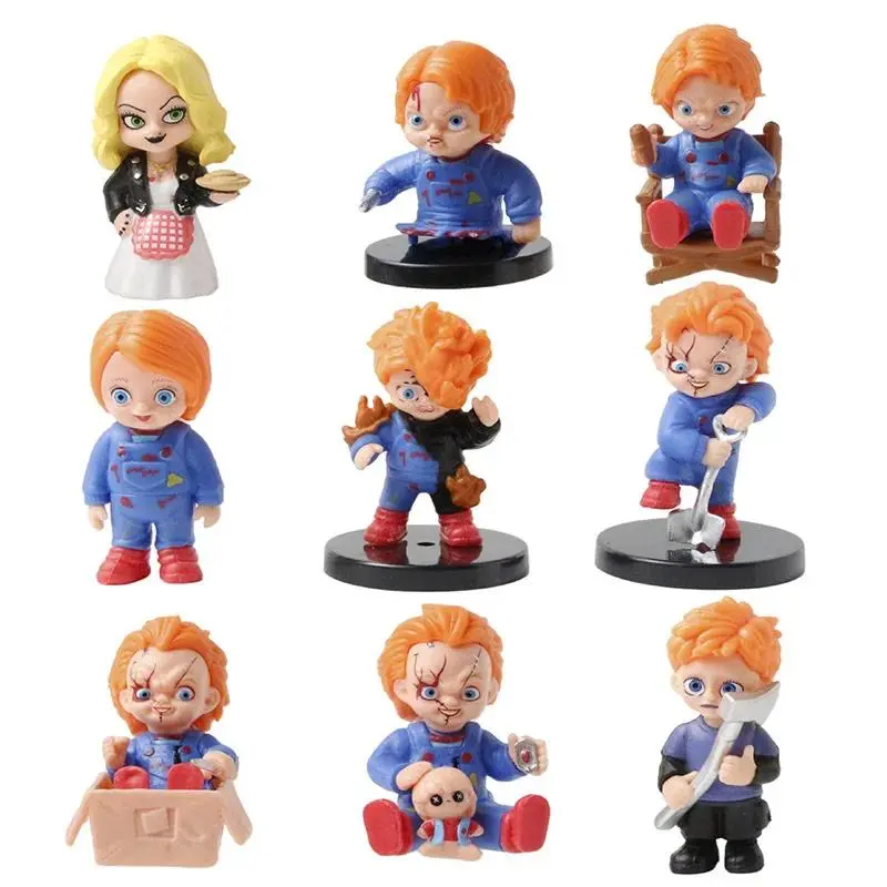 9Pcs/Set Chucky Childs Play Series Halloween Toys Vinyl Action Figure Doll Toys Model Ornament Kids Christmas Gift