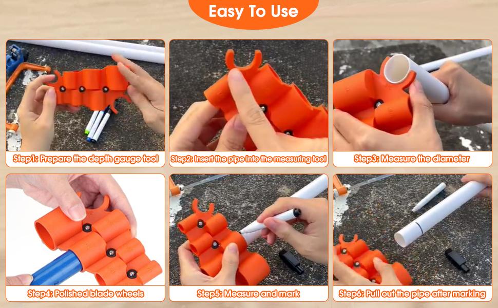 1/4'' - 1'' Depth Gauge and Pipe Deburring Tool Kit, 1/8'' to 1-5/8'' Inner Outer Reamer Pipe Tubing Chamfer Tool for PVC PPR Brass CPVC PE-RT Aluminum