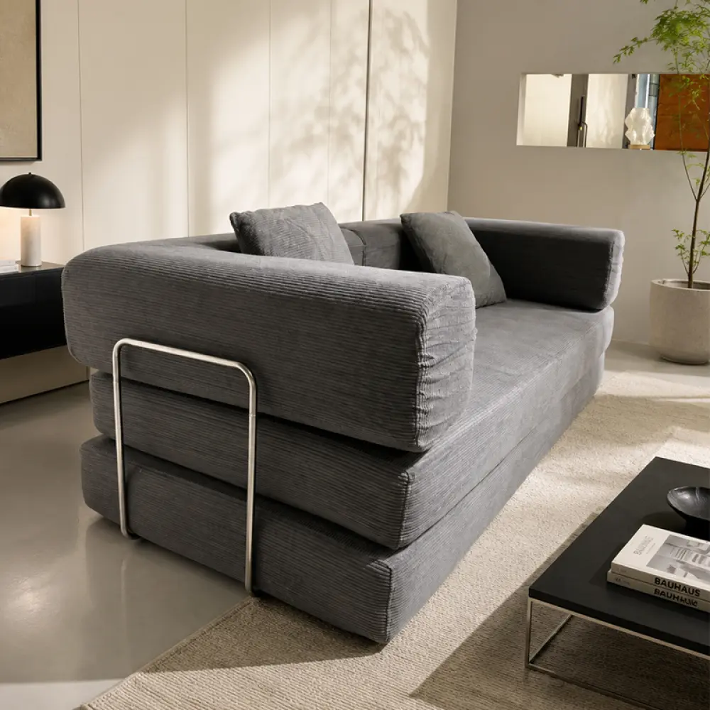 Littleox Double sofa, sofa bed, multifunctional compression sofa, wide body sofa, pure sponge sofa, fine striped Corduroy fabric sofa