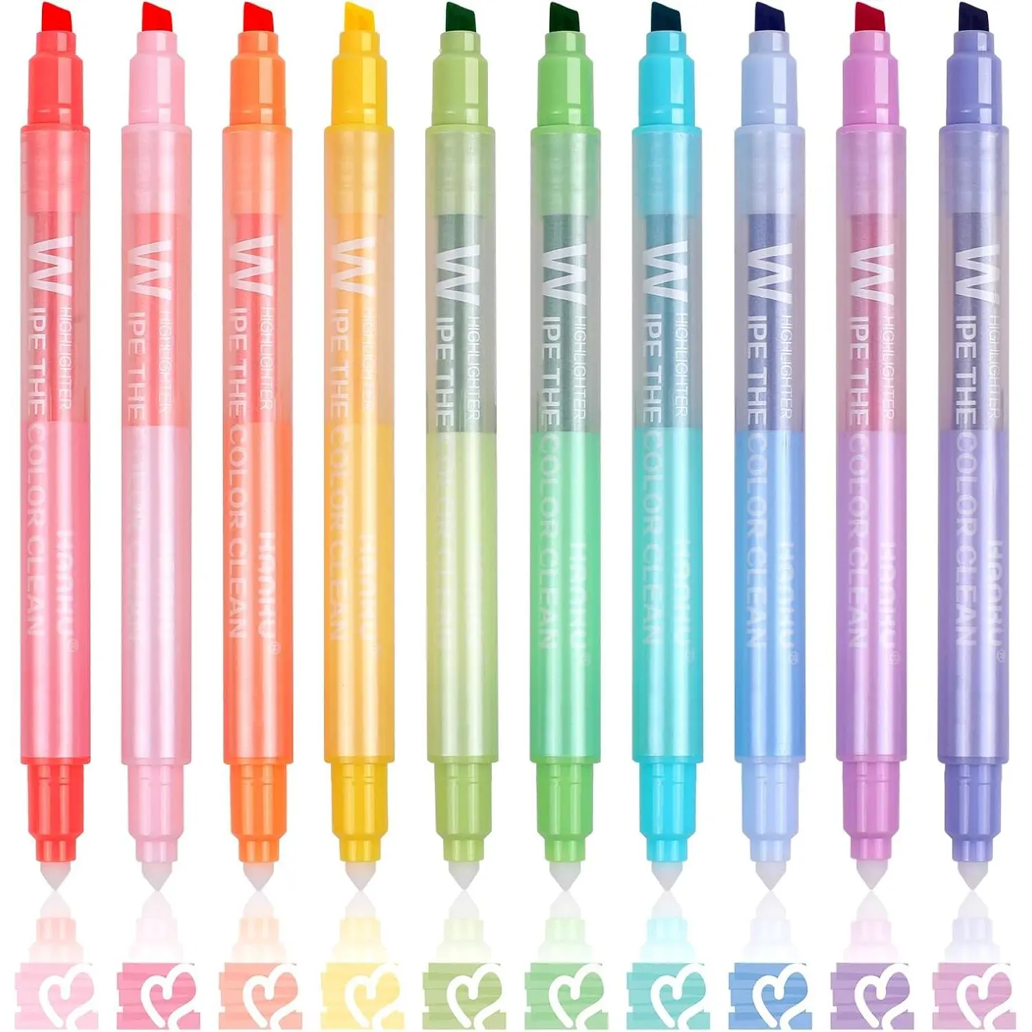 Erasable Highlighters, 10 Pastel Highlighters  Colors,  Tip Cute Erasable Highlighter Pens No Bleed Through for  Journaling,  Study, School Office Supplies