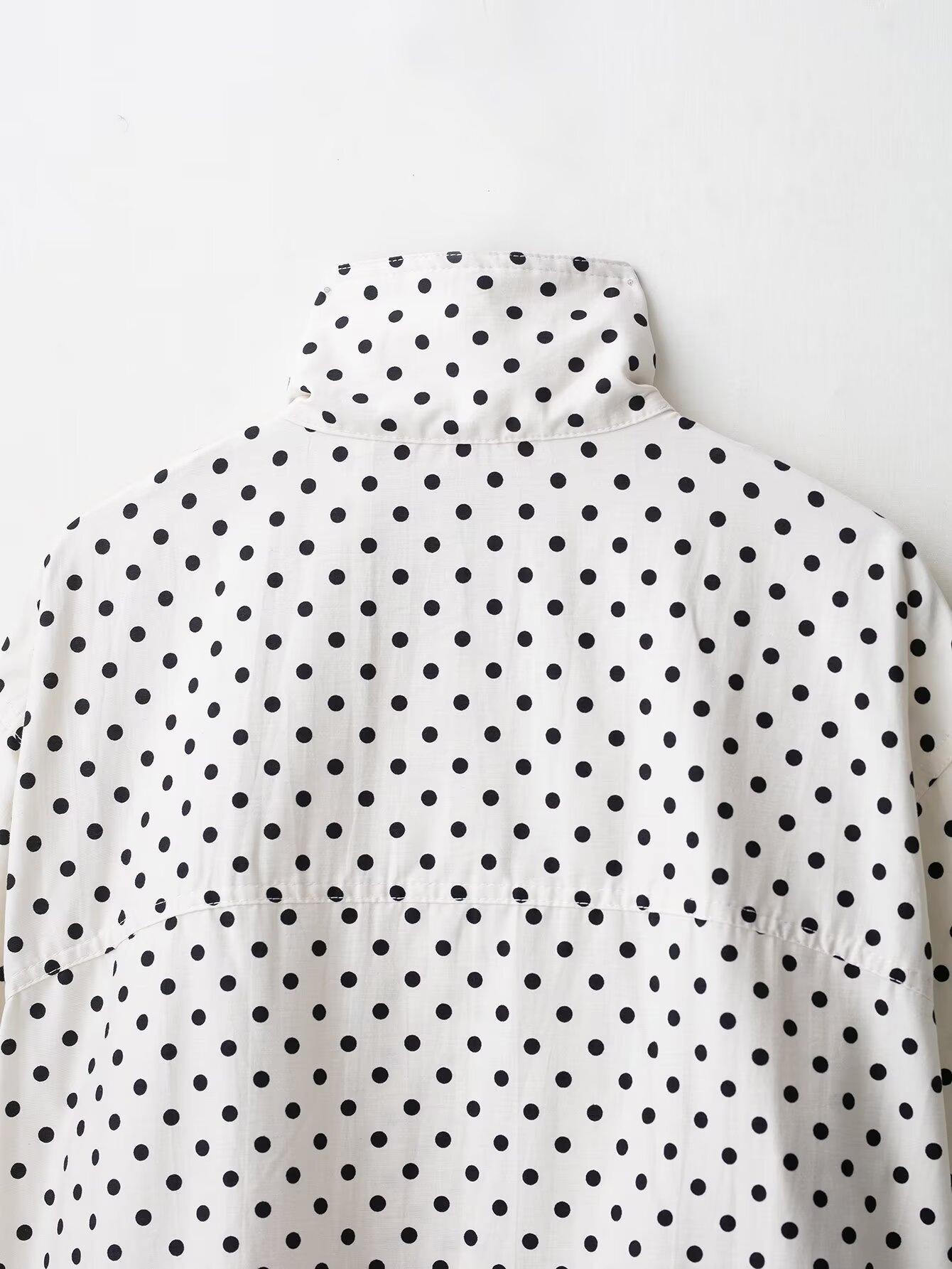 New Summer Women's Polka Dot Blazer, Y2K Street Style Casual Spot Design, Fashionable Long-Sleeved Top
