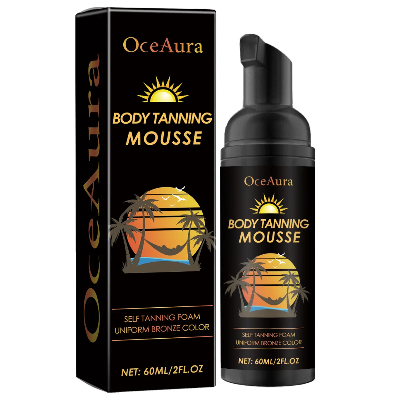 OceAura Natural Glow Instant Sun Body Mousse, Wheat Color, 6 oz | Sunless Tanning Formula, Natural-Looking Color, Lightweight Mousse, Streak-Free Application, Fast-Drying Finish