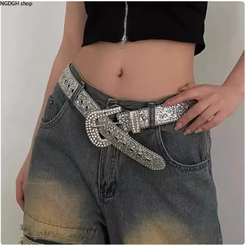 Bling Belt - Rhinestone Adjustable Buckle Jean Belt, Sparkly Fashion Accessory for Women Bling Belt - Rhinestone Adjustable Buckle Jean Belt, Sparkly Fashion Accessory for Women