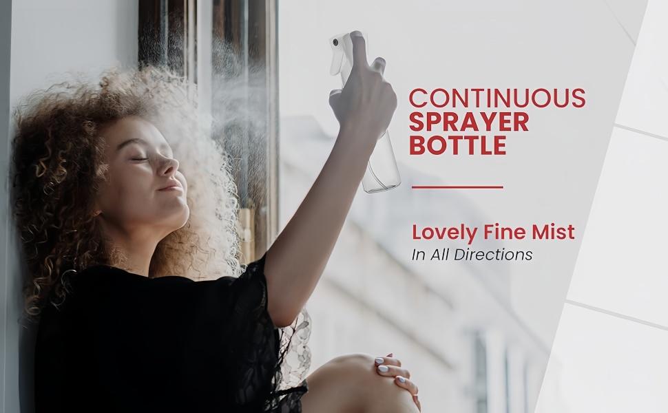 Goodirise Continuous Mist Spray Bottle Multi-Use Water Spray for Hairstyling Cleaning Gardening Misting Skin Care Essential Oil Bottle Practical Bathroom Goods Fine Even Mist