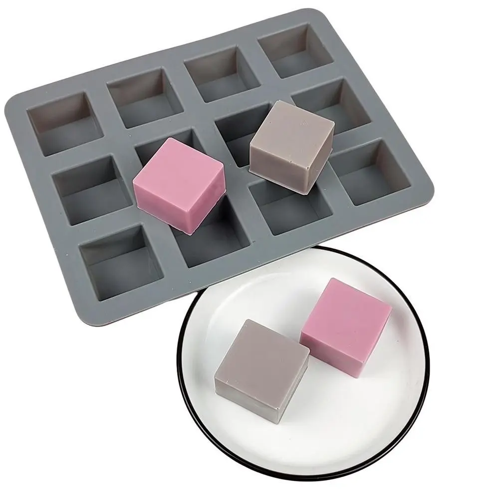 12-Piece Square Silicone Soap Molds Set, Ideal for Small Soap and Candle Making, Durable and Reusable, Perfect for DIY Crafts and Baking
