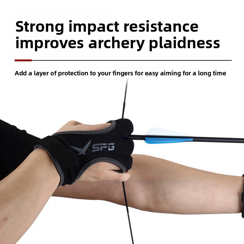 New, archery three-finger finger protection, thickened fingertips, traditional recursive bow and arrow Mediterranean pull-string gloves