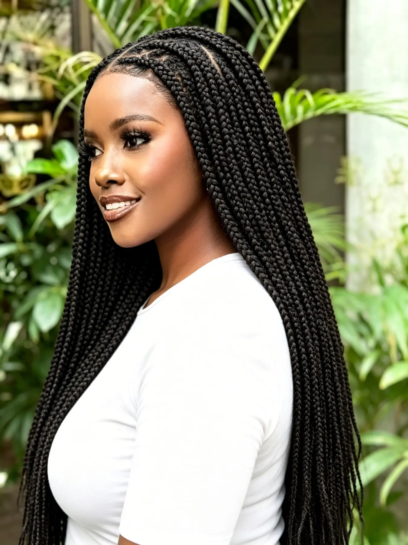 36 Inch 13x6 Lace Front Adjustable Braided Wig, Criss Cross Knotless Box Braids, Pre-Plucked Baby Hair, Adjustable Cap, Natural Look, Easy Maintenance