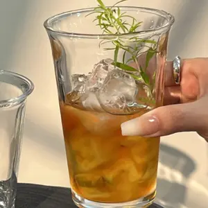 Reverse Mouth Glass Cup, Comfortable Drinking, Large Capacity, Heat Resistant, Ideal for Coffee, Milk, Tea, High Aesthetic Value