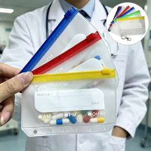 Waterproof Pill Pouch Set, Large Weekly Medication Organizer, 7 Color-Coded Bags, Reusable Travel Medicine Storage, Zipper Closure