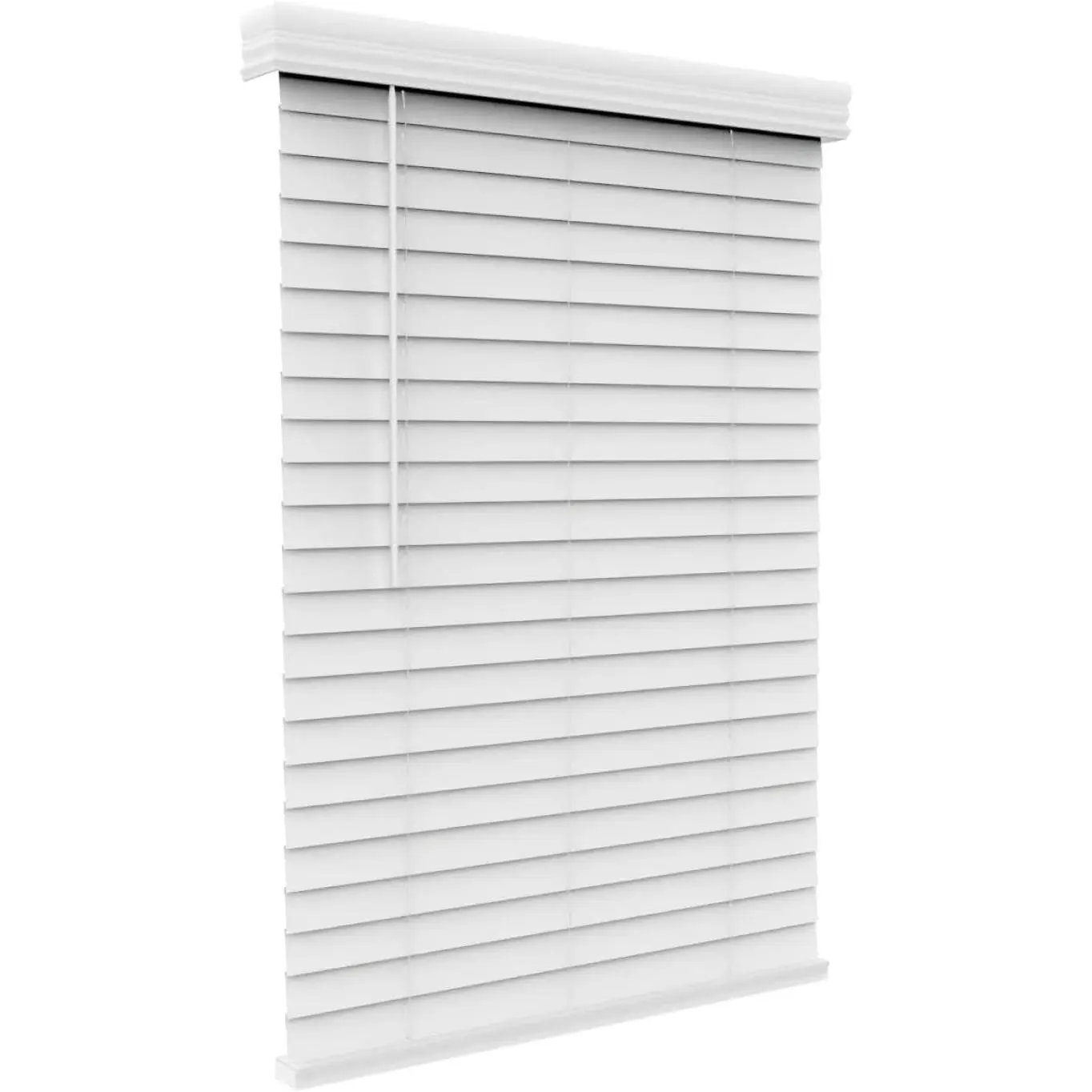 2" Faux Wood Blinds with Crown Valance 34" W x 60" H, White Cordless Window Blinds for Indoor Windows, 2" Faux Wooden Blinds for Home or Office, Venetian Blinds