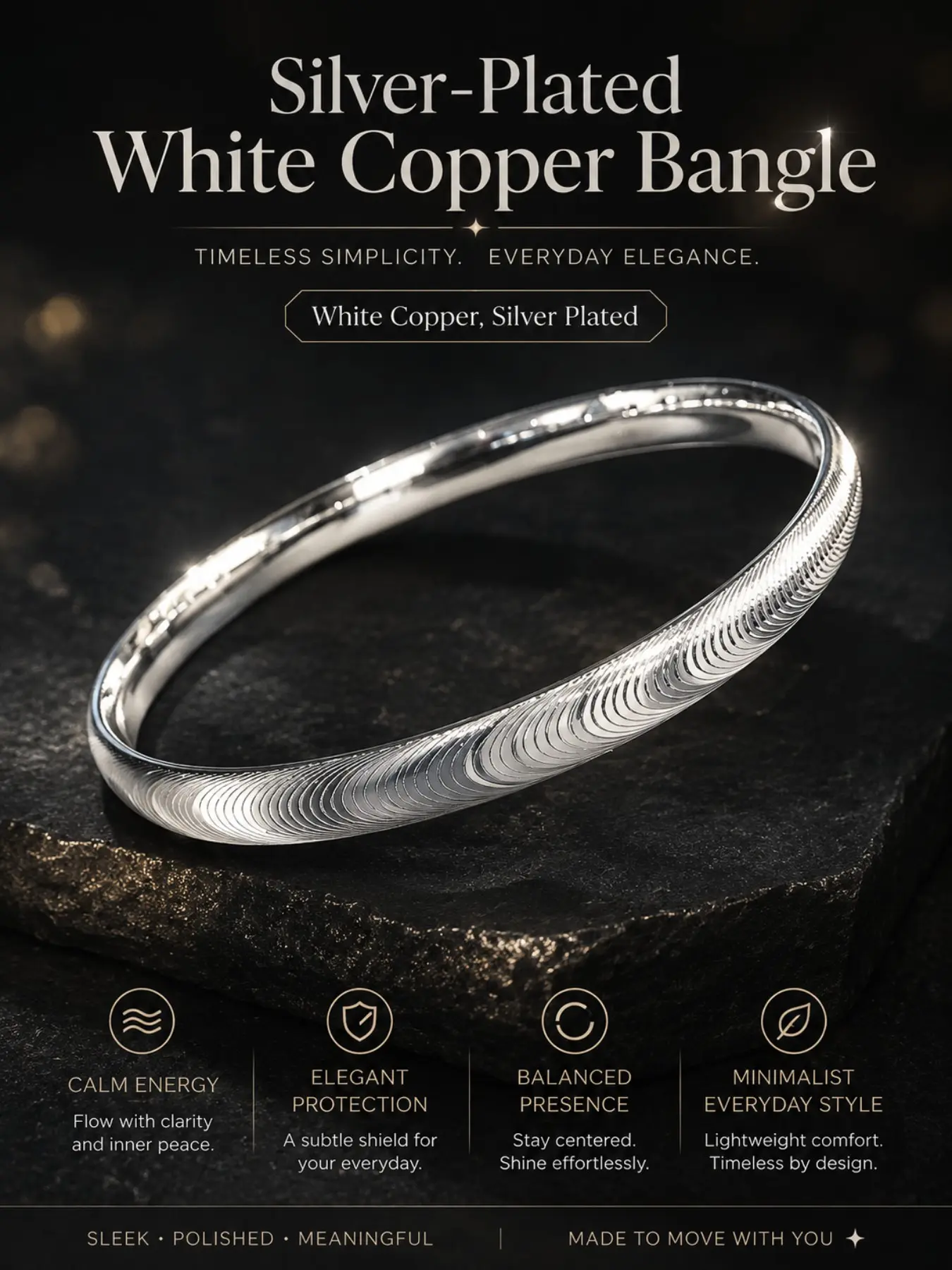 Silver Color Cat Eye Bangle for Women, Boho Style All-Over Print Bracelet, Copper Chain, Fashionable Accessory for All Seasons, Bohemian Bracelets