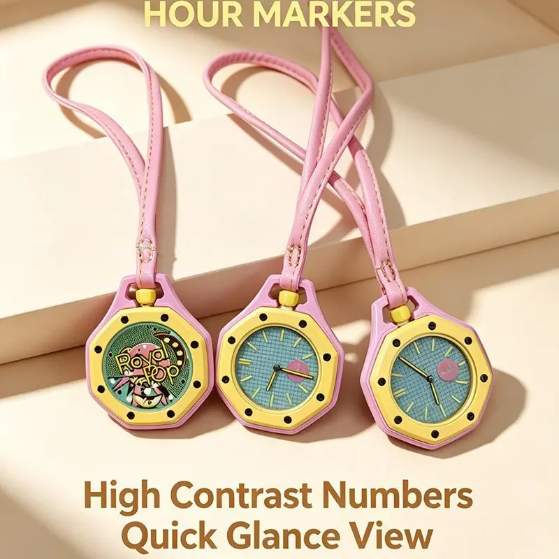 New Royal collaboration trendy dopamine candy colored pendant pocket watch, personalized and simple quartz watch, children's hanging watch, couple hanging watch
