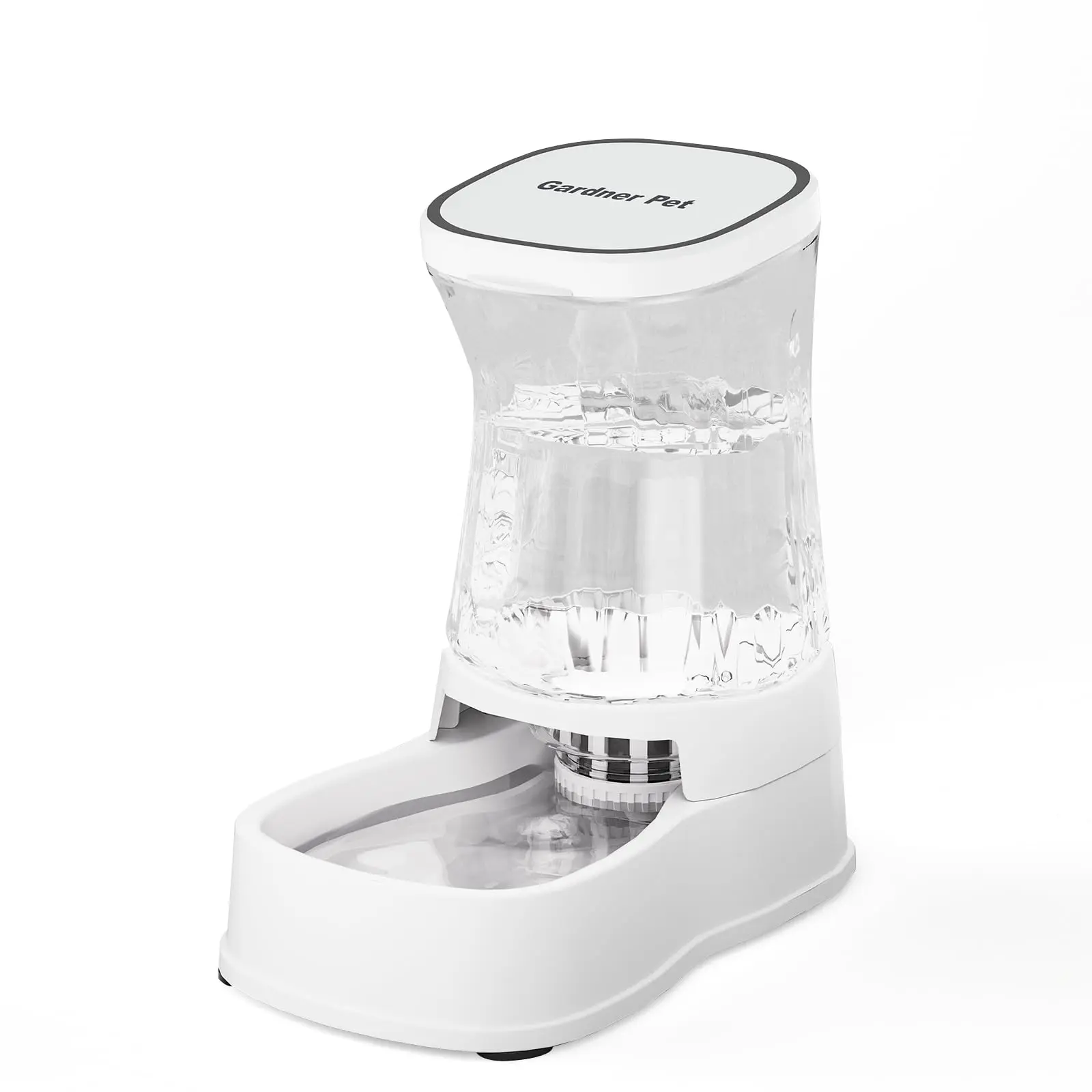 Gardner Pet Automatic Gravity Water Dispenser for Dogs, 1.0Gallon 100% BPA-Free Dog Water Bowl Dispenser, Pet Water Fountain Dispenser with Sponge Filter for Small&Medium Dogs, Cats, Puppies(White)