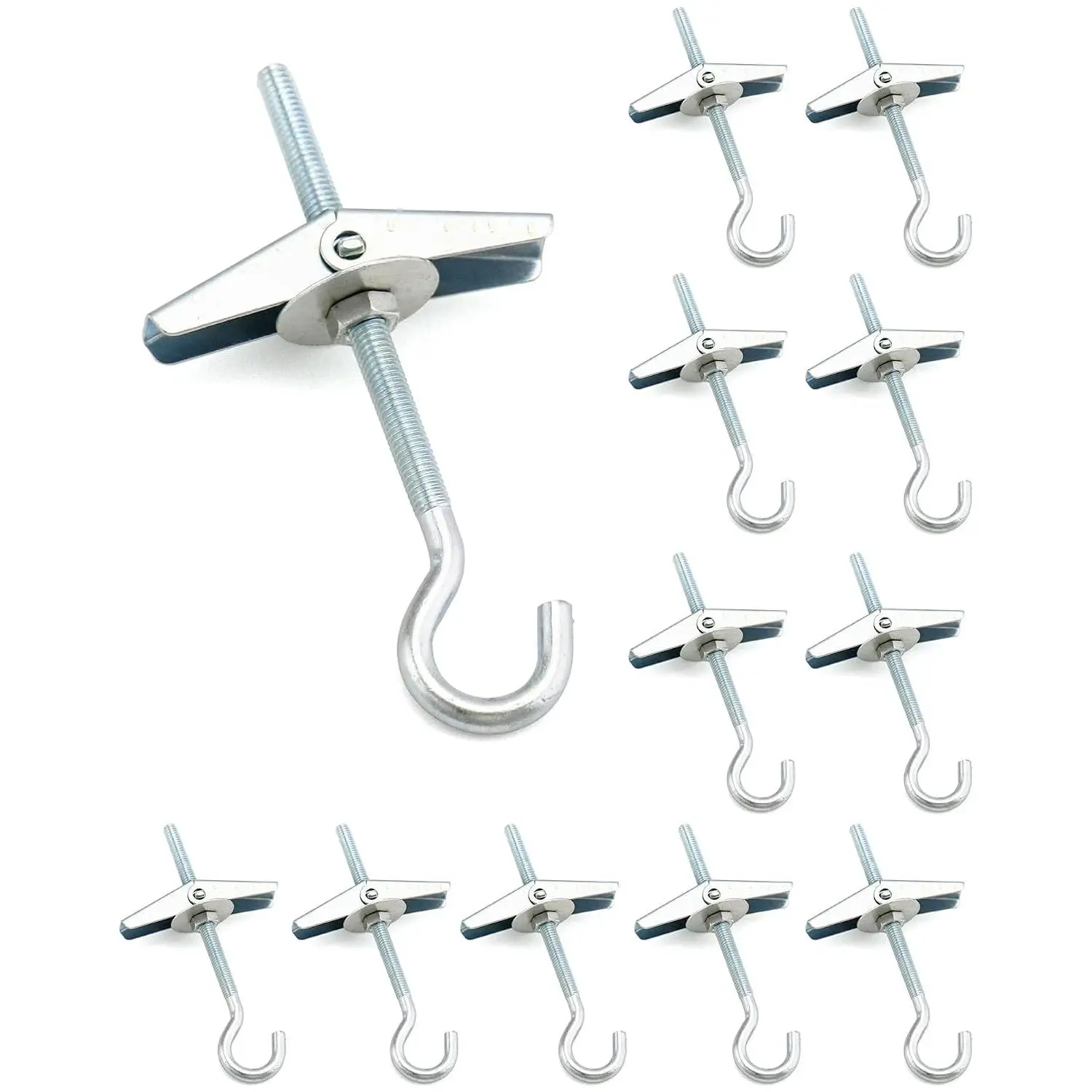Ceiling Hooks, 12 Packs 3-9/16" Spring Toggle Wing  Wall Fixing Heavy Duty Pothook for  , Swag Hooks  Hooks Toggle Hooks