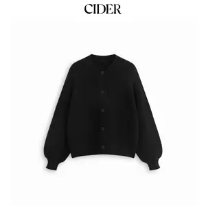 CiderKnit Round Neckline Button Oversized Cardigan Dealsforyou