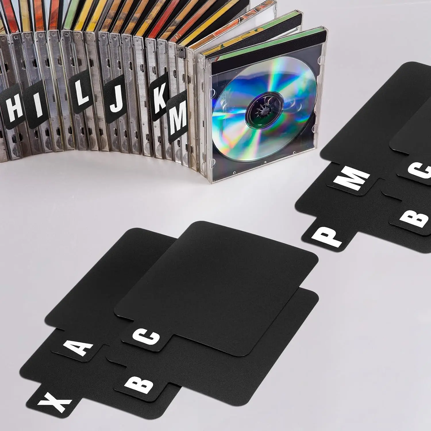 26 count Vinyl Record Dividers A-Z DVD CD File Alphabet Organizer Dividers with Alphabetical Tabs Storage Record Holder Index Card for Records Albums File(Black)