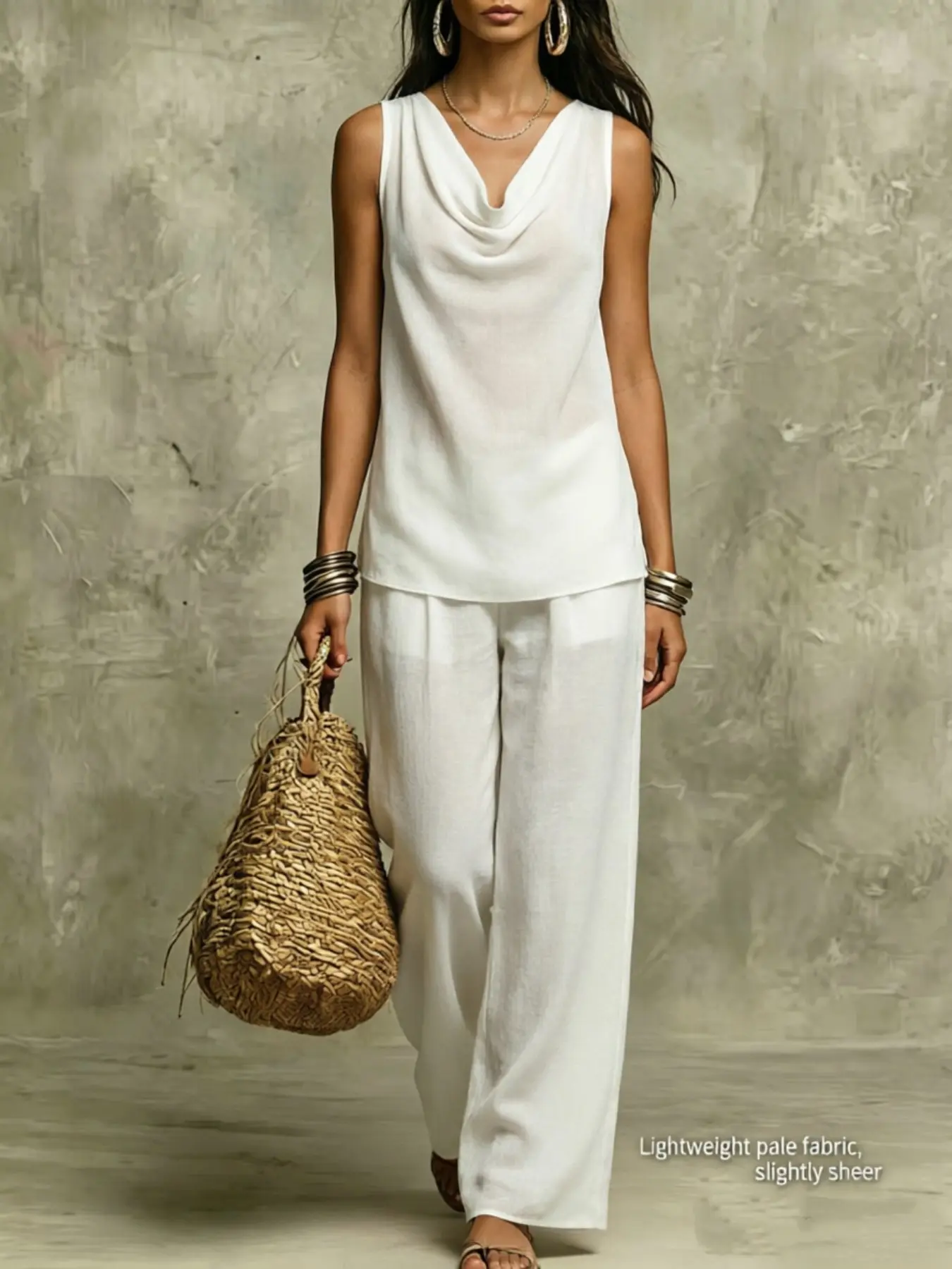 2026 Summer Sets Casual New Arrival Women's Solid Color Basic Casual, Baggy, V-Neck Sleeveless Lady Top and Bottoms Set, Cross-Border Fashionable Clothing for Ladies
