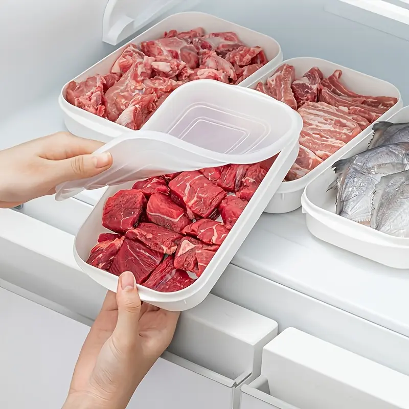 10-Piece Reusable Food Storage Container Set with Lids, Stackable Freezer and Refrigerator Organizers for Meat, Fruit, Vegetables, Grains and Meal Prep