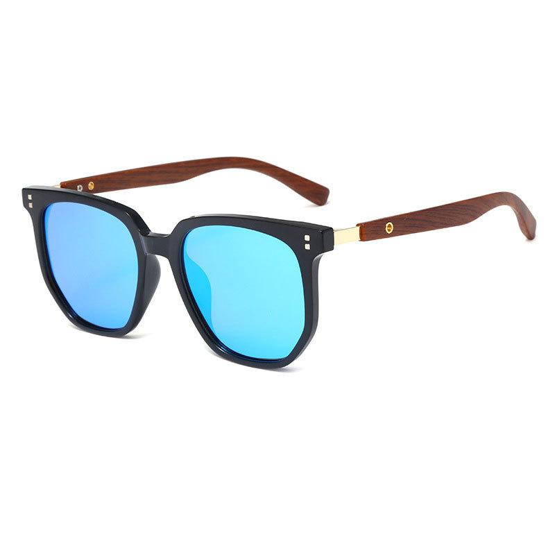Women's Retro Geometric Tortoise Shell Sunglasses with Wood Grain Frame Korean Style UV Protection Trendy Statement Shades for Daily OOTD SpringStatements
