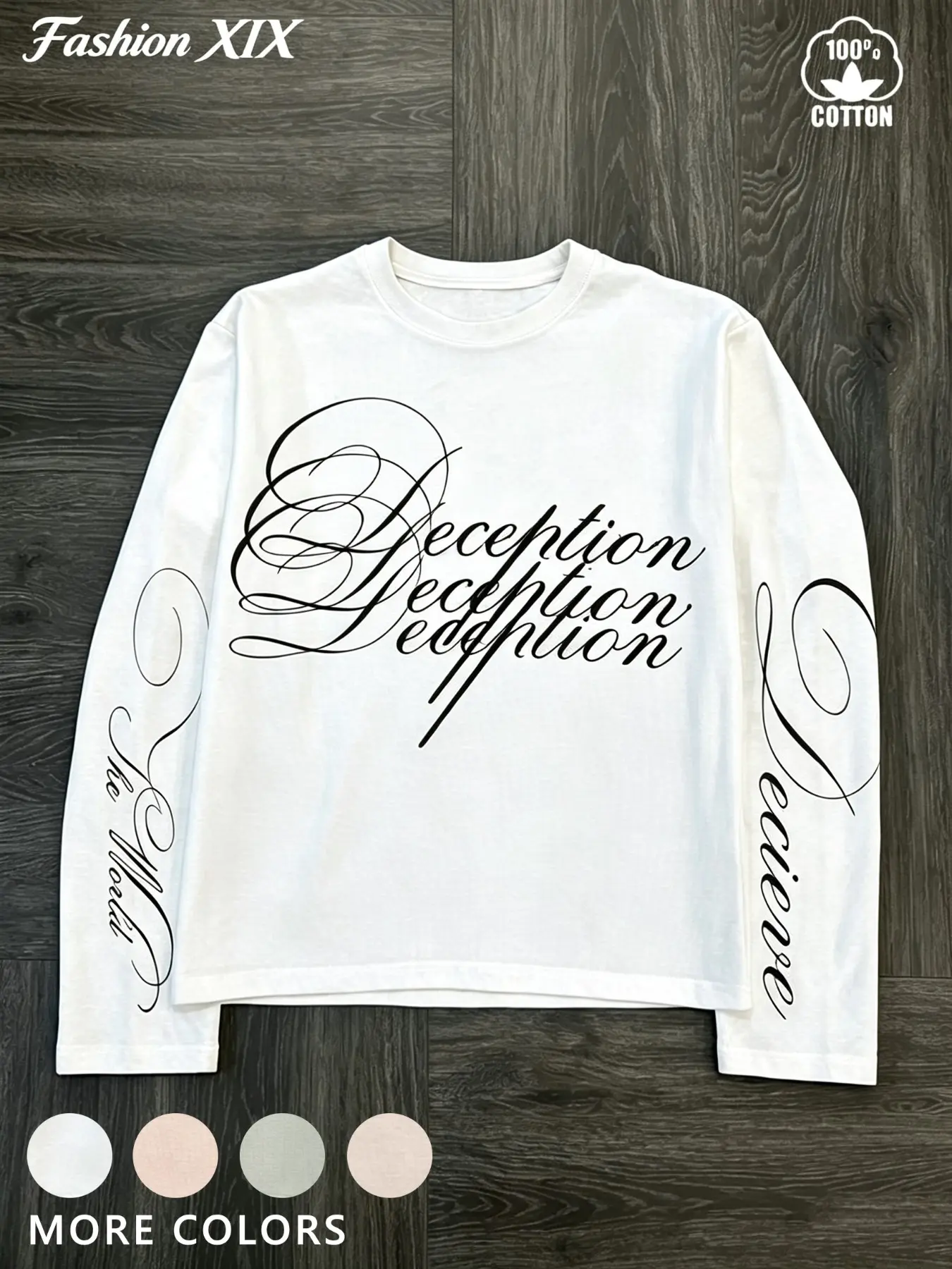 Unisex Four Seasons 100% Cotton Crew Neck Long Sleeve T-Shirt Gothic Cursive Letter Print Slim Fit Crop Top Casual Streetwear Rare Aesthetic Y2K Grunge Long Sleeve Tee