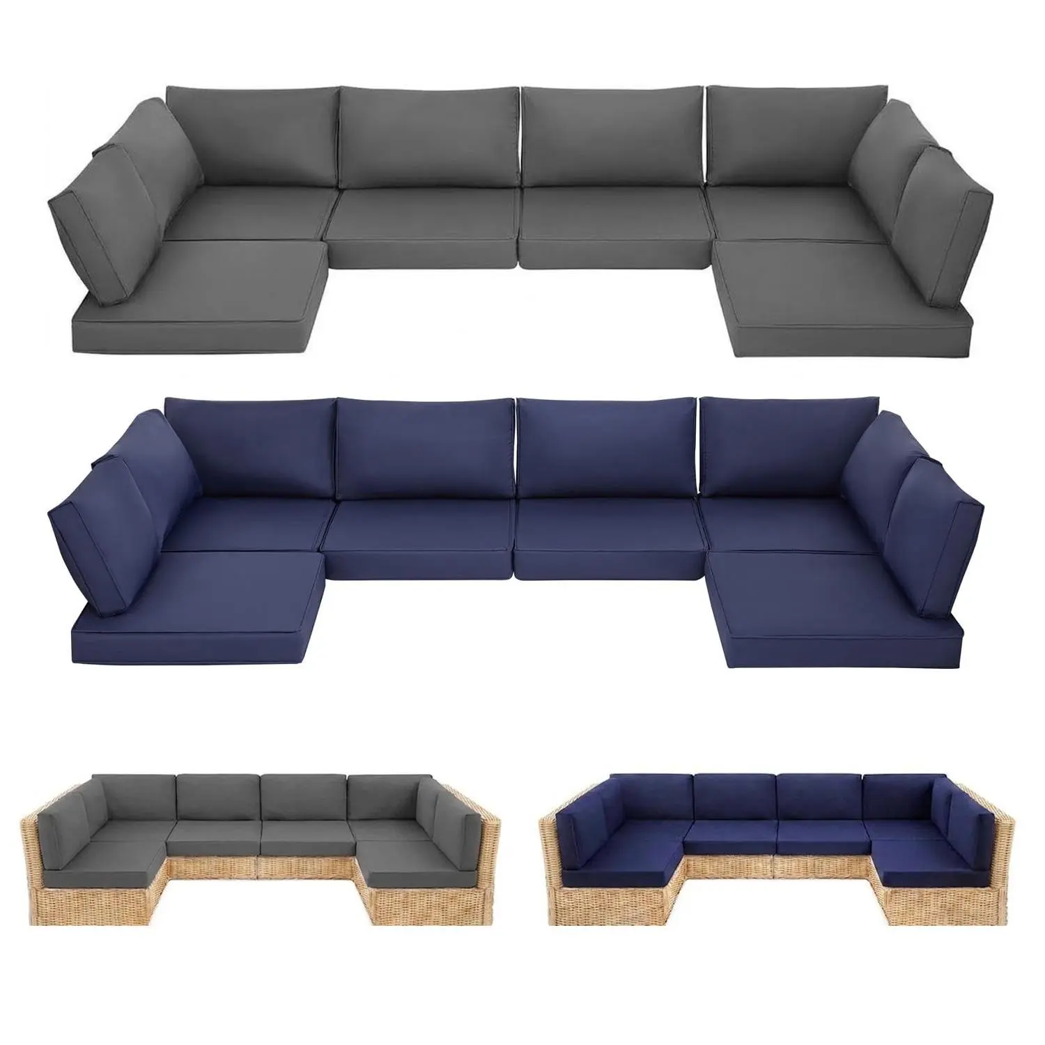 Gaomon Outdoor Replacement Cushions for Patio Furniture,14-Piece Patio Furniture Cushions for 6-Seat Patio Conversation Sets,Waterproof & Fade Resistant Deep Seat Cushion for Outdoor Sofa