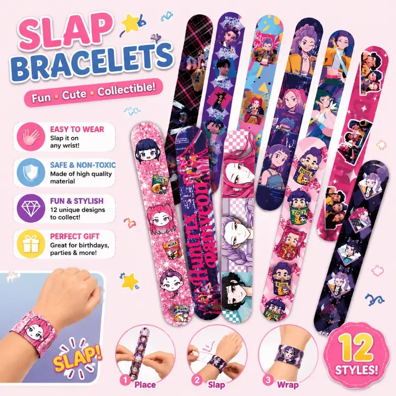 2026 Hot Cartoon Slap Bracelets, Anime Pattern Snap Wristbands, Kids Adults Birthday Party Supplies, Stress Relief Fidget Toys, Children Holiday Gathering Goodie Bag Fillers Exchange Gifts