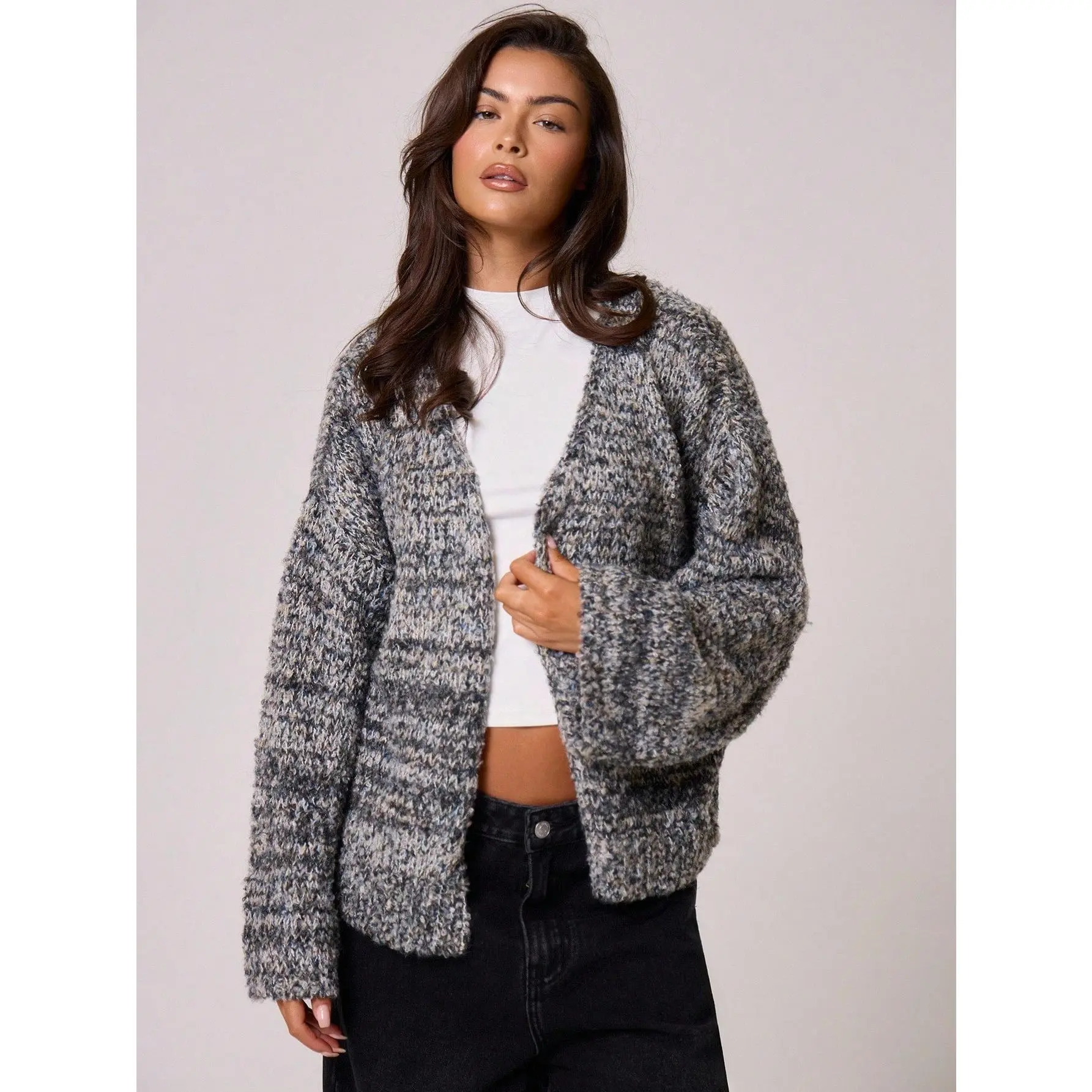 Oversized Flare Sleeve Knit Jumper Cardigan Spring Casual Cute Sweet Airport Back To School Winter Everyday Evening Party Elegant Sweater