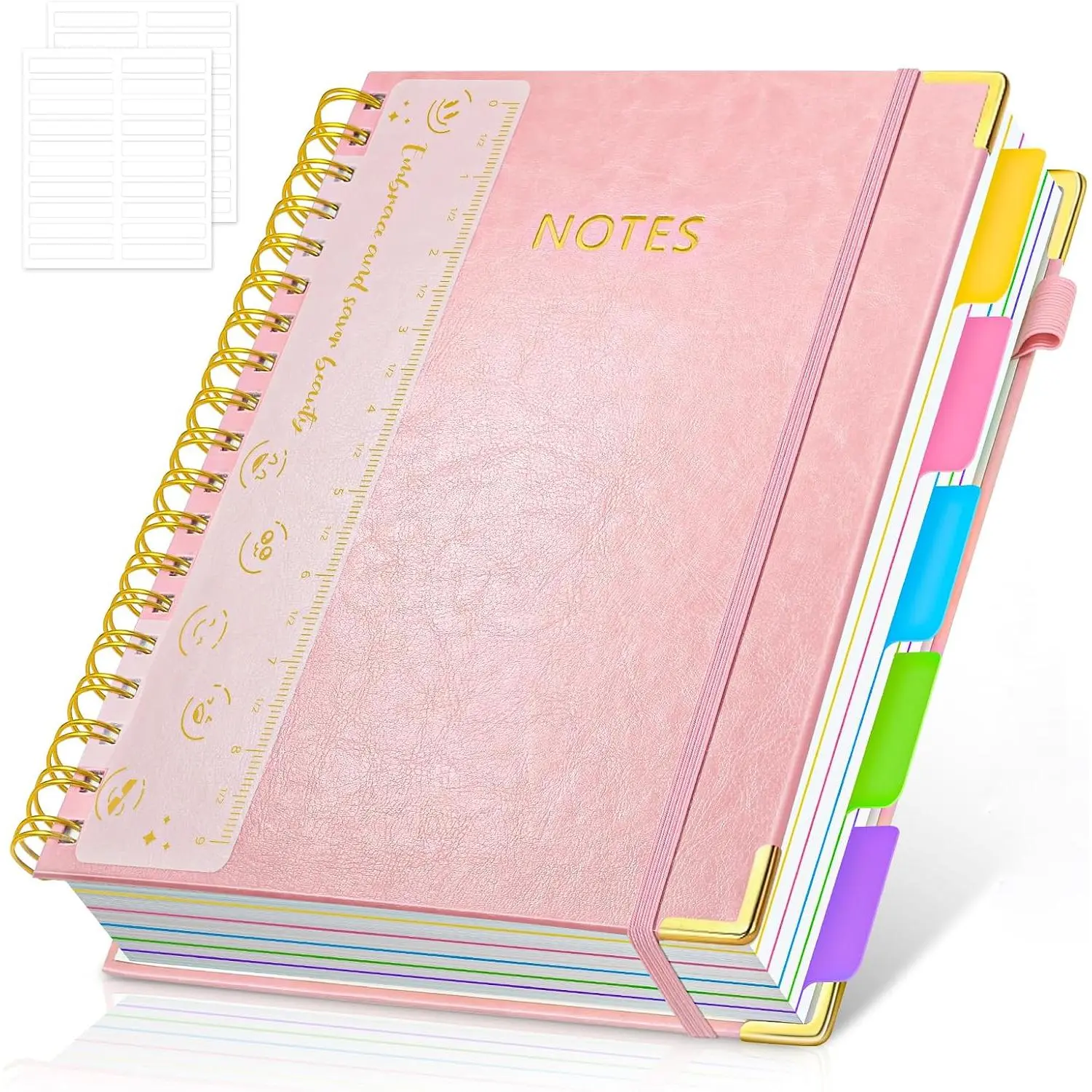 Hardcover Spiral Notebook Journal with Removable PVC Dividers - 8'' x 10'' Large 300 Page B5 Hardcover Leather College Lined Journals Notebook for Work Note Taking Office  School Supplies,