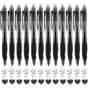 Retractable Erasable Pens 12 Black Erasable Gel Pen 0.5mm Erasable Gel Pens Black Make Mistakes Disappear Smooth Writing Pen Office -to-School Supplies (Black)