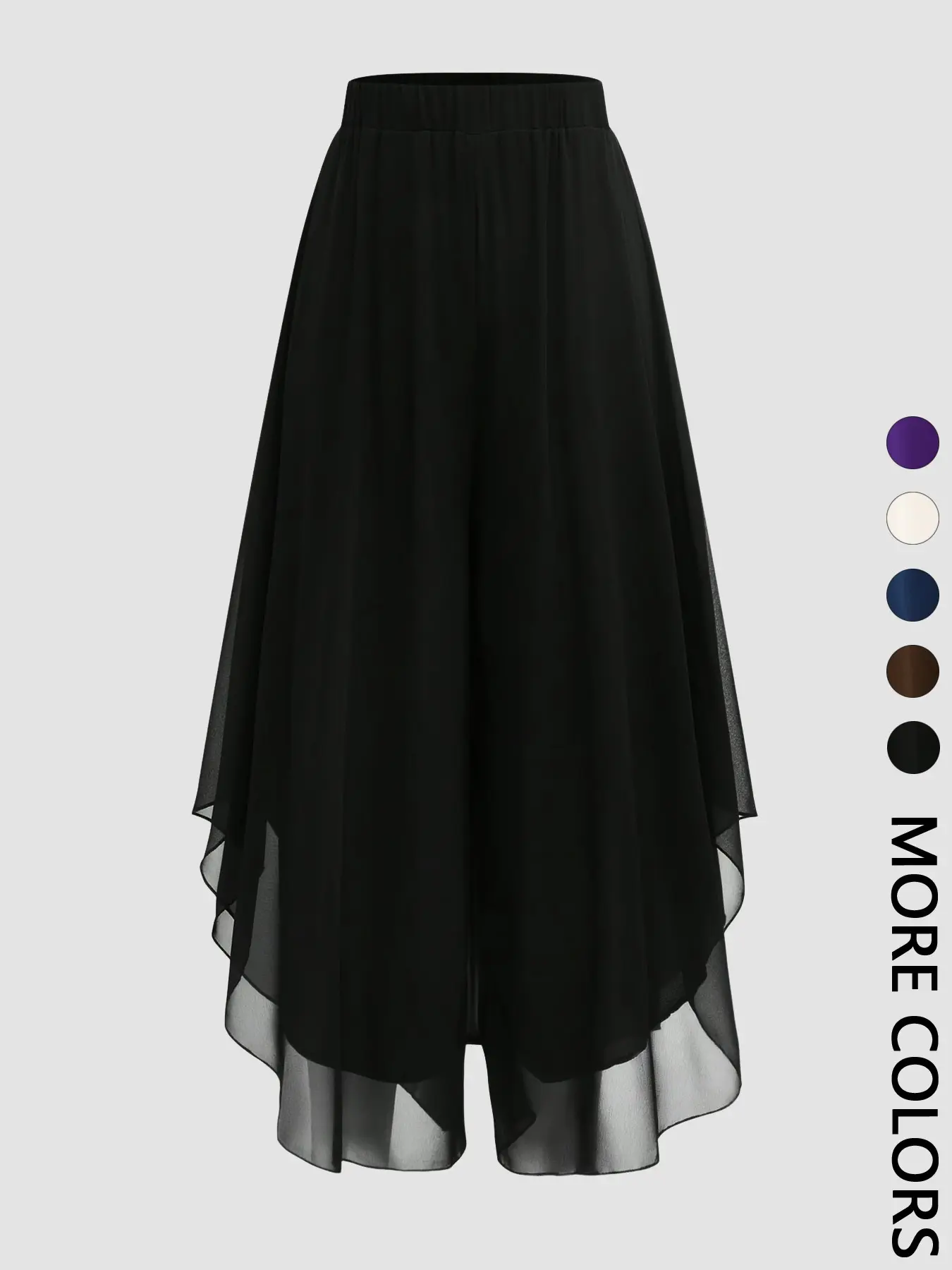 Women's High-Waisted Asymmetric Layered Skirt Pants, Breathable Anti-Exposure, Lightweight Slimming, French Style for Office & Parties
