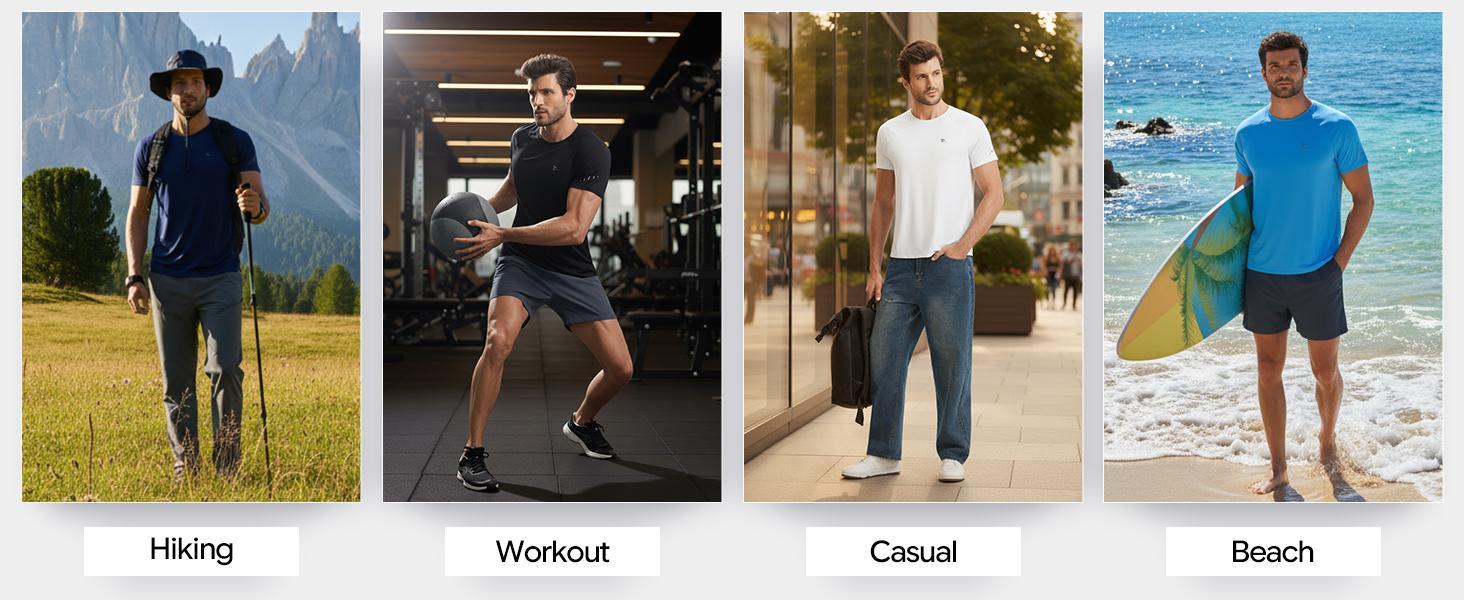 Baleaf Mens Cooling Workout Shirts Short Sleeve Athletic T-Shirts Quick Dry Moisture Wicking UPF 50+ Sun Protection Gym Running Activewear