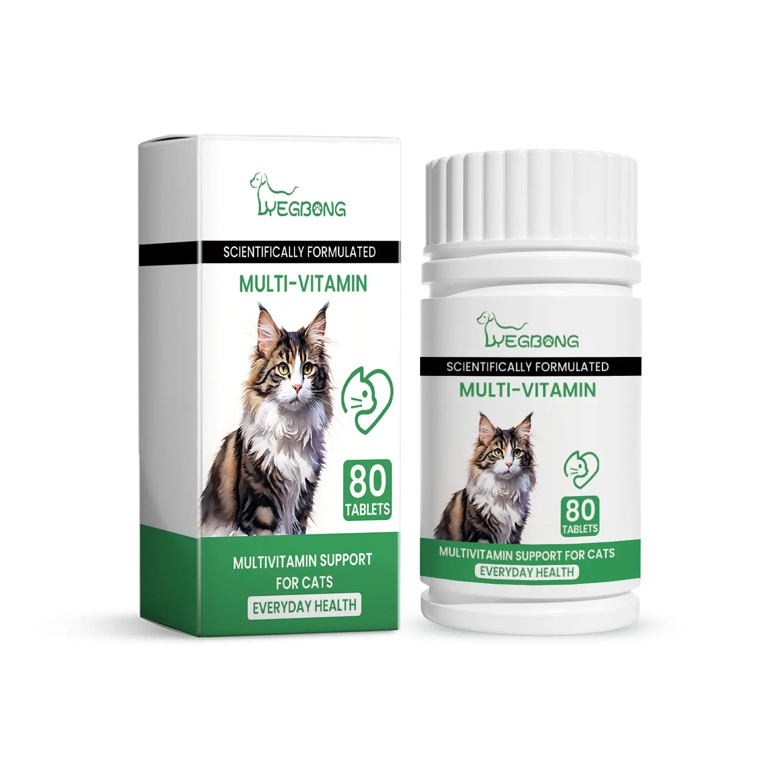 Yegbong Pet Cat Multivitamin Tablets - Vitamin and Trace Element Nutritional Supplement for Cats, Supports Health and Provides Vitamin Boost