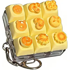 Sound Keyboard Fidget Toy Clicky Stress Relief Clicker Keychain Boost Focus & Calm Anxiety at Work Travel Ideal Stress-Relief Giftice School Travel Anxiety Keyboard Keychain Gift (Yellow Bread)fidget toys