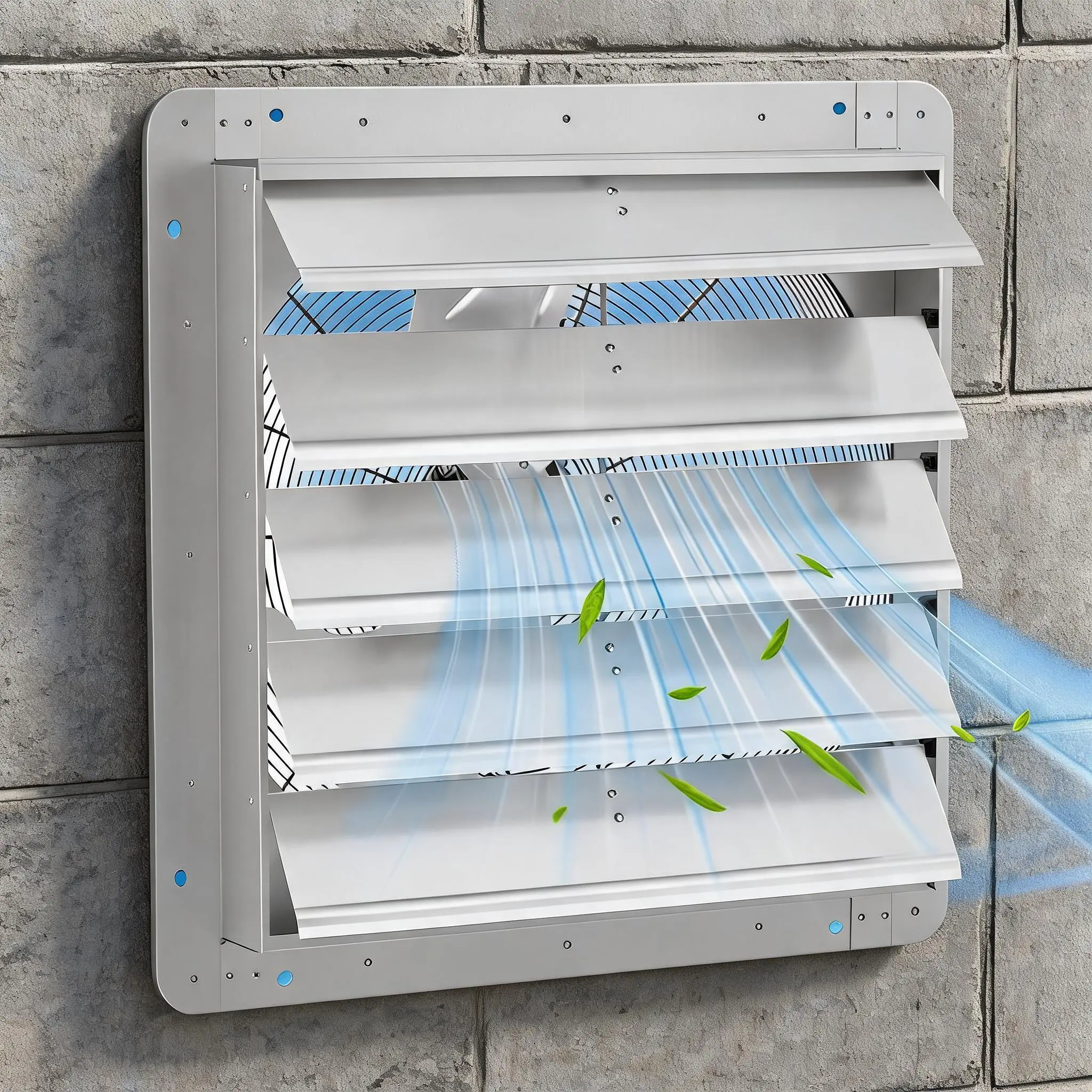 Wall-Mounted Ventilation System, 1000 CFM 1500 RPM Exhaust Fan with Auto Shutters, Rust-Proof Aluminum Blades for Attics & Greenhouses