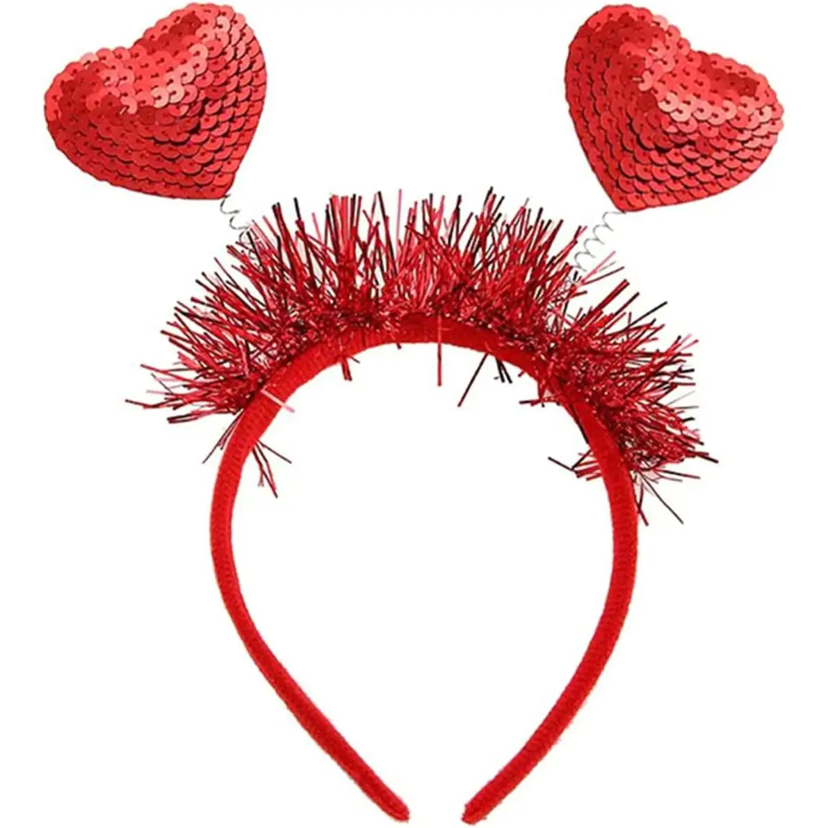 Sequin Heart Headband Heart  Bopper Headband Valentines Hair Band Hoop Red Love Heart Shaped Hair Accessoires for Valentine's Day  Year Wedding Anniversary Birthday Party