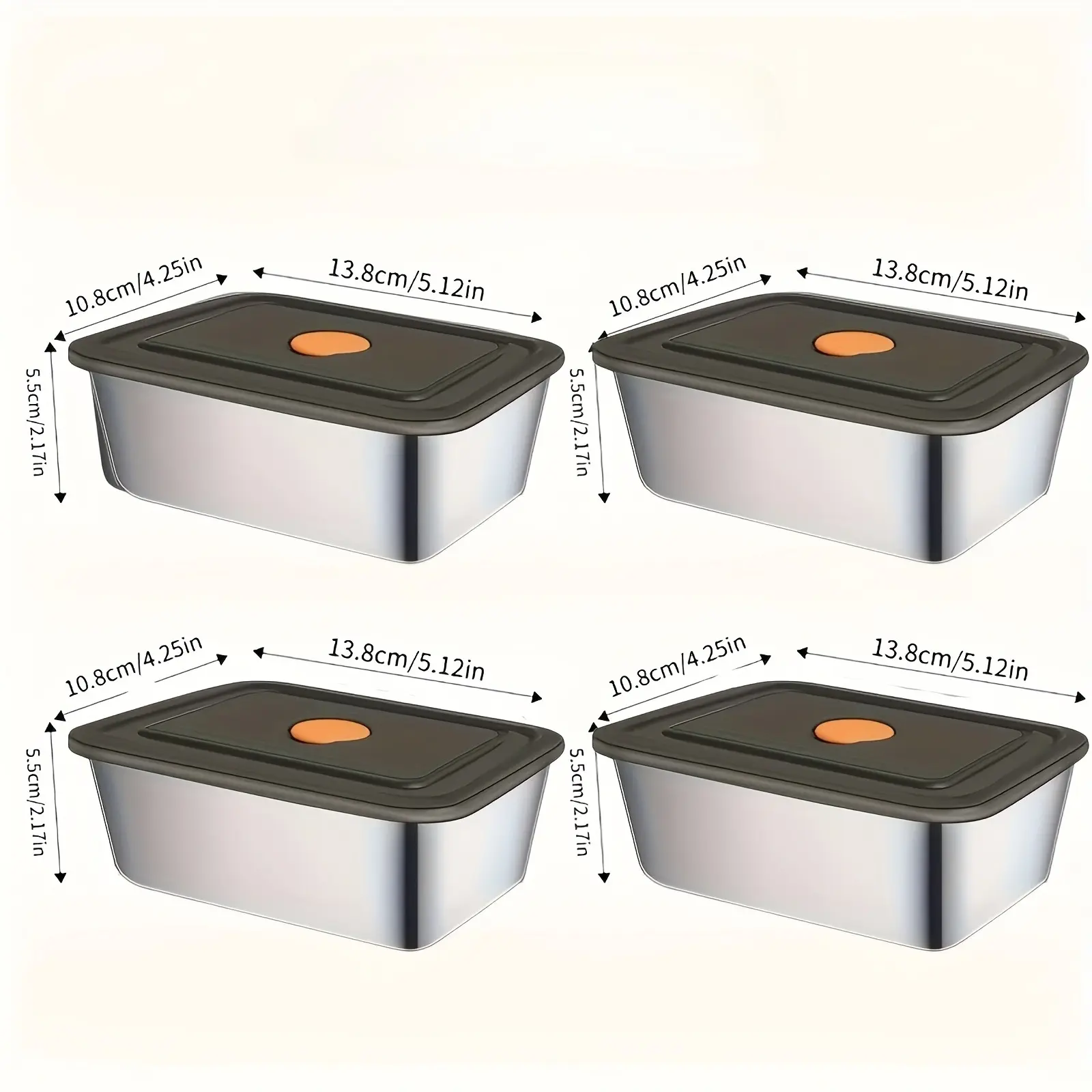 Stainless steel airtight food storage container, portioning container, bento box
