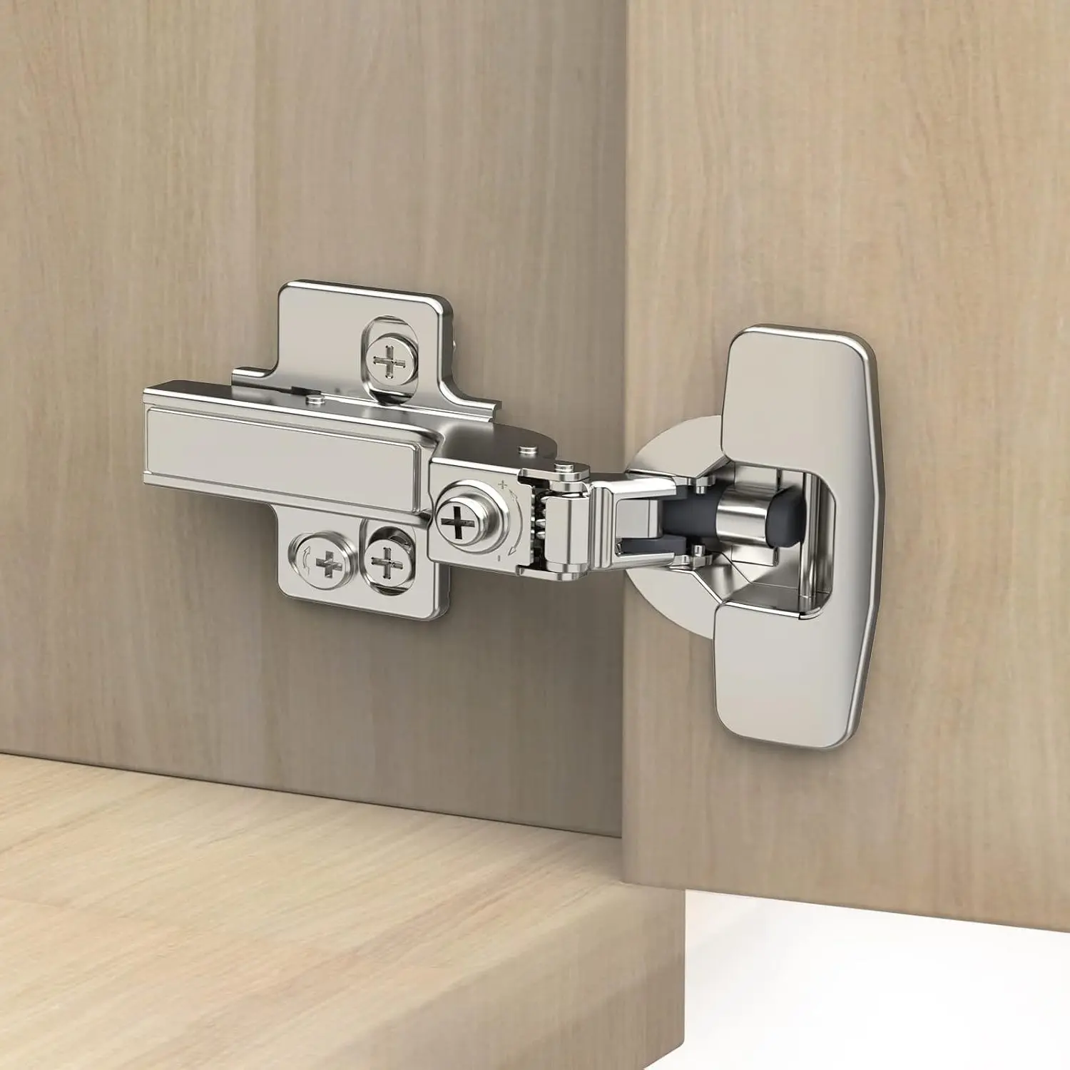 10 Pack Frameless Inset Soft Close Concealed European Cabinet Hinges, Self Closing Satin Nickel, 105° Open Angle, 4D Adjustment, Speed Control, Clip On, Stainless Steel