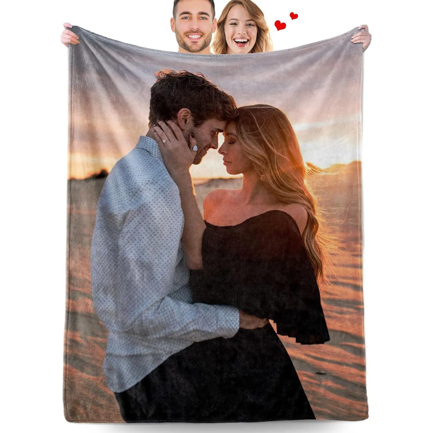 Custom Photo Print Blanket - Personalized Home Room House Decor Gift for Male, Soft Textile Bedding Throw for Christmas, Birthday