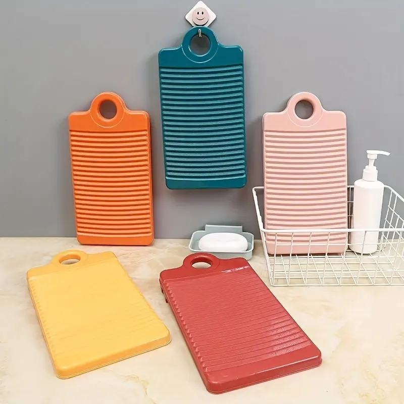 1pc Random Color Small Plastic Non-Slip Washboard, Household Handheld Washboard for Laundry, Thickened Handheld Washboard