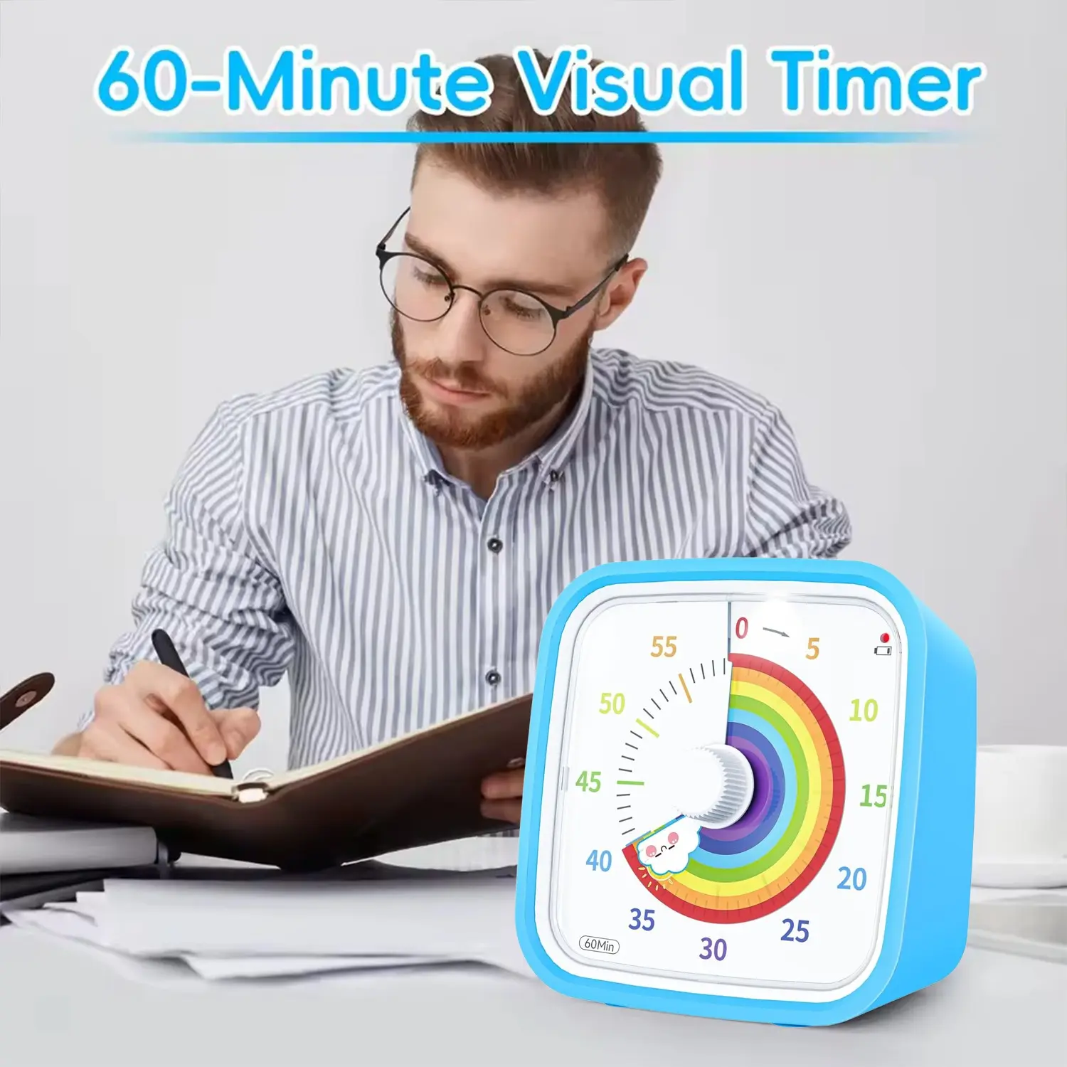 60-Minute Countdown Timer with Case, Digital Timer, Multifunctional Timer for Kids and Adults, Silent Low Battery Alert, Kitchen, Study, Classroom, Meeting Timer