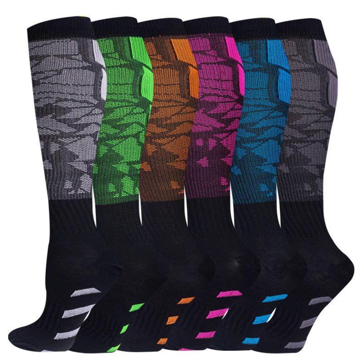 6-Pair Pack Unisex Compression Socks - Copper Ion Compression Socks, Suitable for Medical Use, Running, and Sports, Promotes Blood Circulation.