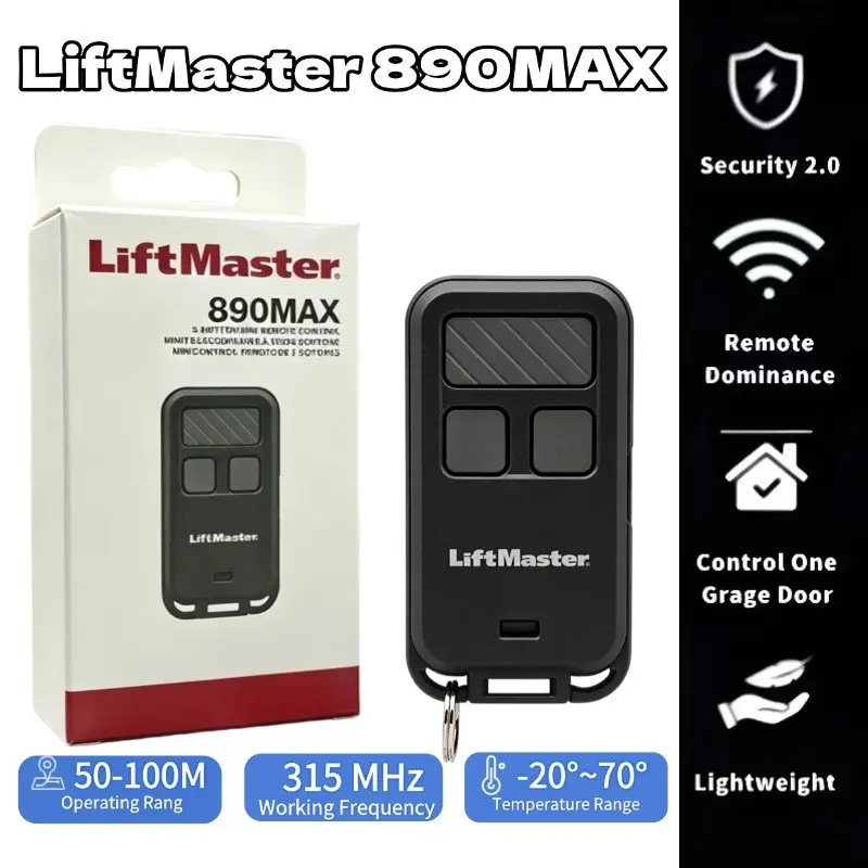 Liftmaster 890max Garage Door Remote Control, 315mhz/390mhz, 3-Key Keychain, Portable, Compatible with Liftmaster 890max 893max
