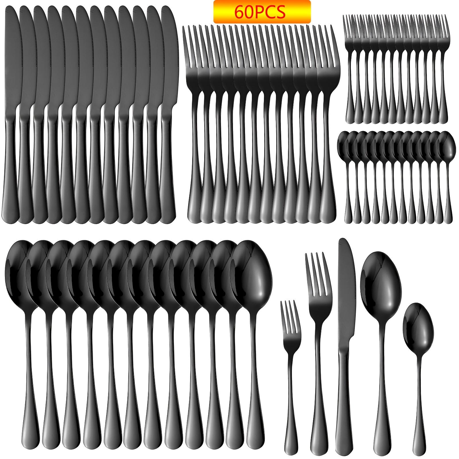 60-Piece Stainless Steel Cutlery Set with Forks, Knives & Spoons, Durable Tablewar, Dinnerware Service Set, Tableware Set, Utensils for Home Kitchen and Dining Room, Cutlery Utensil Sets #GLOBAL PICKS