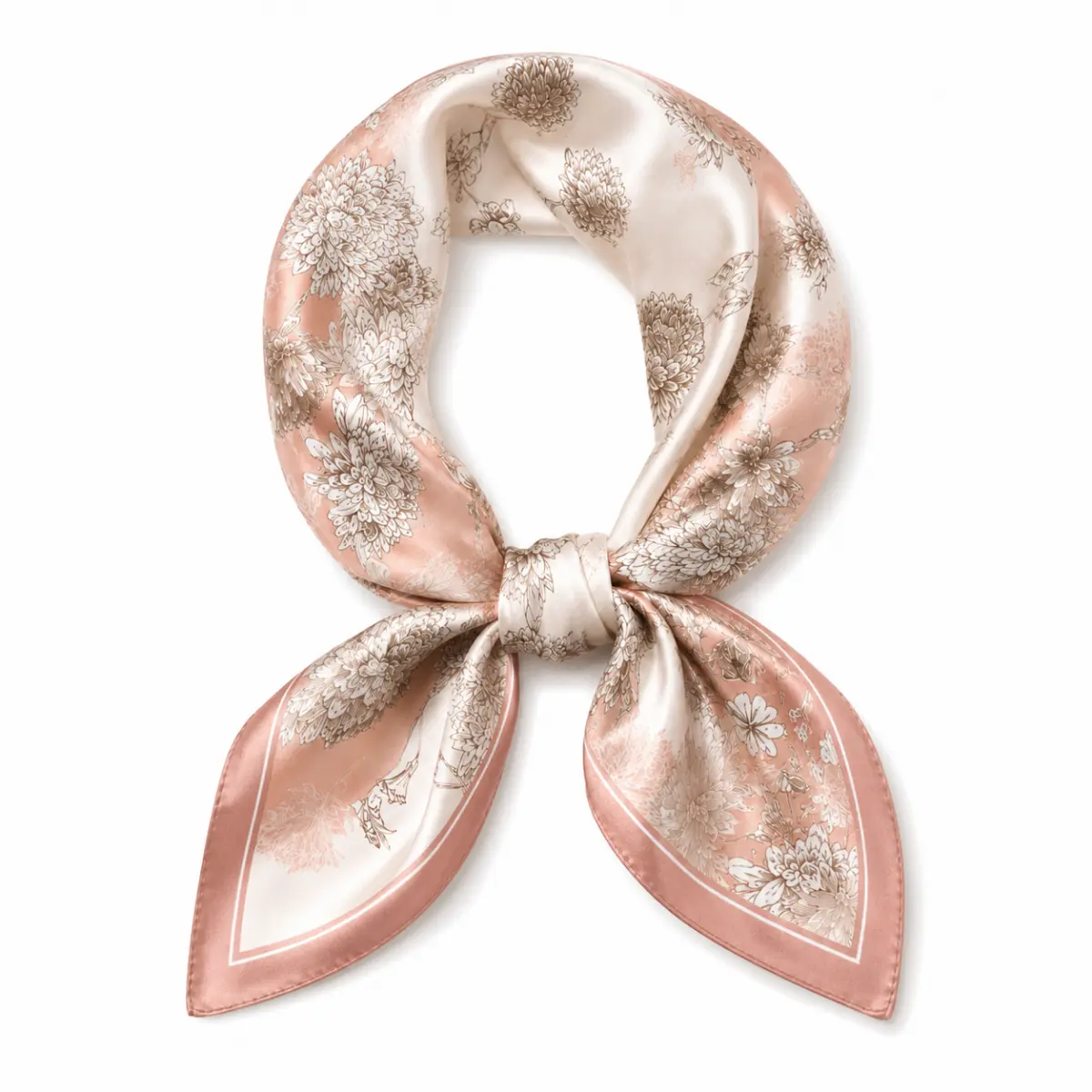 100% Mulberry Silk Floral Print Square Scarf for Women, Lightweight Head Scarf for Hair, Neck and Handbag
