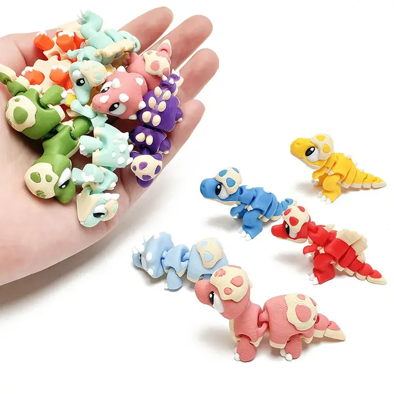 3D Printed Articulated Dinosaur Action & Toy Figures - Movable Joints, T-Rex, Spinosaurus, Triceratops, Brachiosaurus - Desk Decor Decoration for 3-4 Years Old Kids, Gift Option