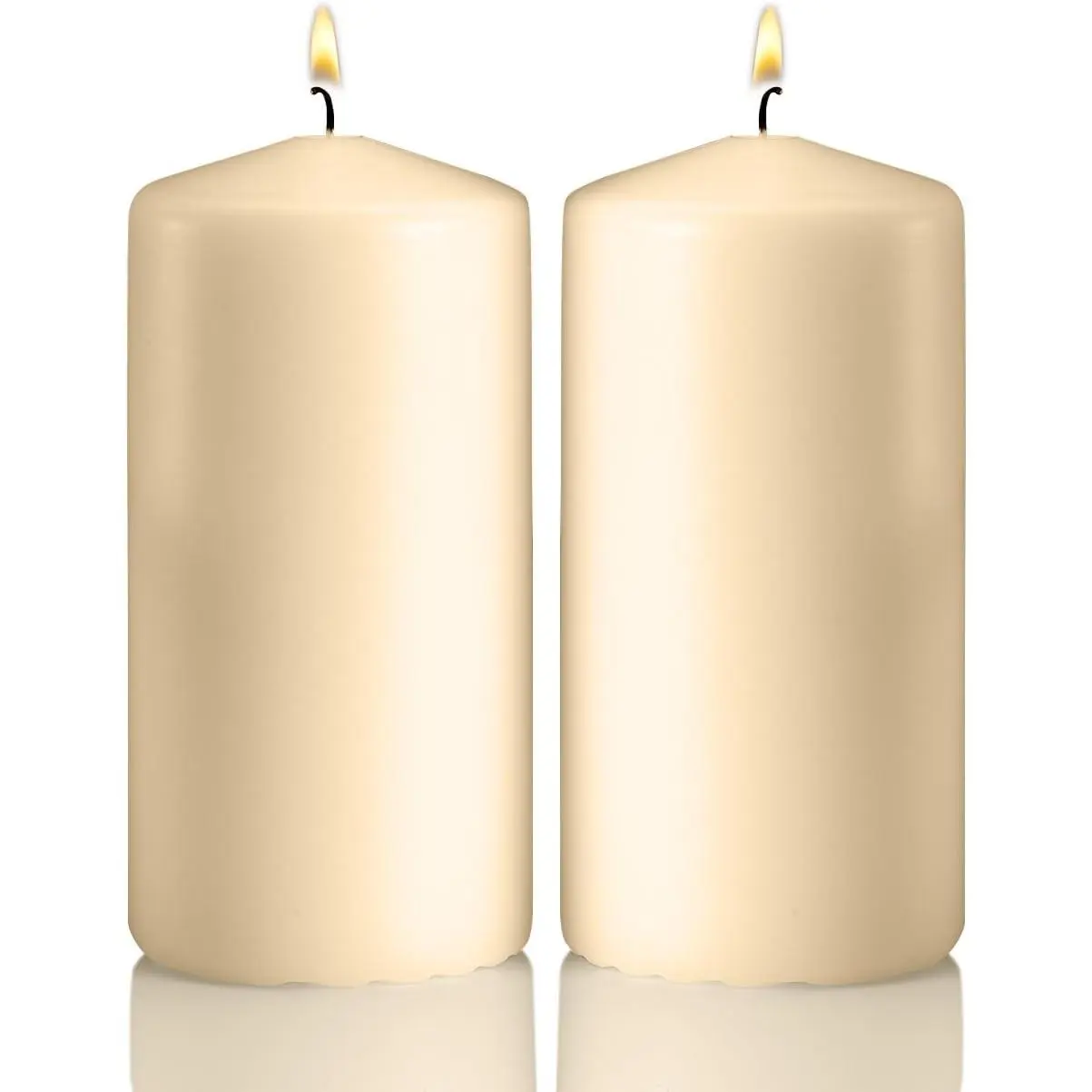 Pillar Candles - Set of 2 Unscented Candles - 6 ch Tall, 3 ch Thick - 36 Hour Clean  Time