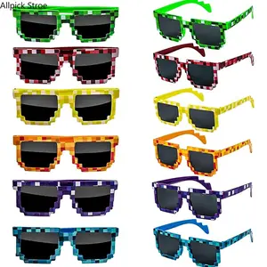 6/12PCS Retro Pixel Sunglasses, Fun Photo Booth Glasses for Adults and Kids, Party Favor Accessories, Birthday Party Supplies, Festival Props, Pixelated Costume Sunglasses for Boys and Girls, TikTok Photo and Video Props, Novelty Party Gear