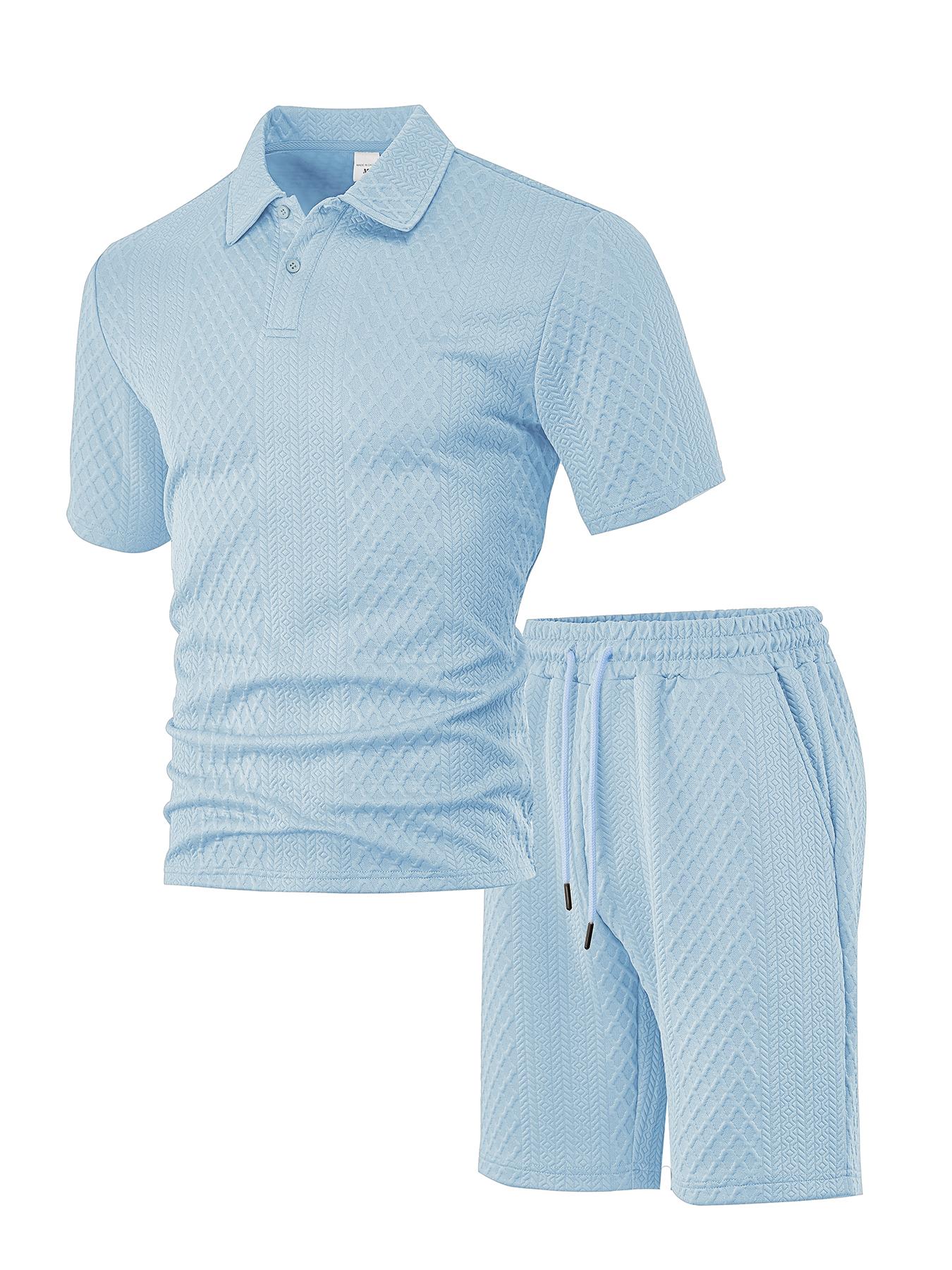 Men's Solid Polo Shirt & Drawstring Waist Shorts Set, Cozy Breathable Two-piece Outfits for Daily Outdoor Wear, Men Clothes for Summer.It is recommended to buy one size larger. Men's Solid Polo Shirt & Drawstring Waist Shorts Set, Cozy Breathable Two-piece Outfits for Daily Outdoor Wear, Men Clothes for Summer.It is recommended to buy one size larger.