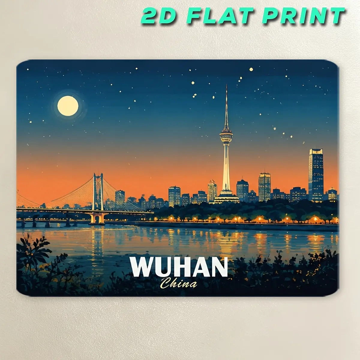 1pc modern art design, Wuhan magnet sticker, special gifts, creative refrigerator and door surface decoration, organizer with magnetic back 3.31x2.36inch (8.4x6cm) AM4080015X01