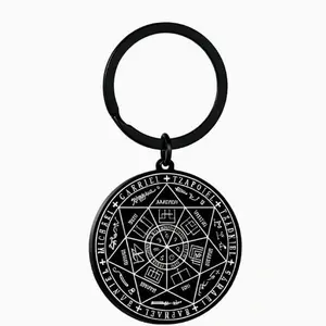 Seal of The Seven Archangels Keychain • Sacred Geometry Protection Amulet Stainless Steel Keyring Spiritual Talisman Jewelry Gift for Men Women